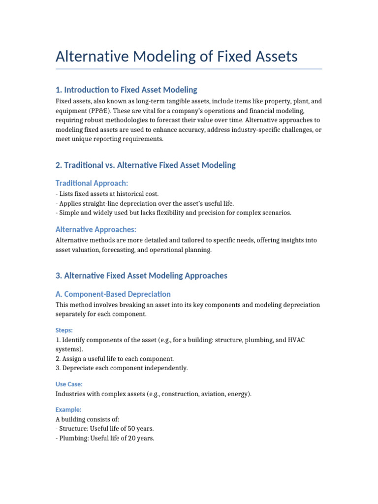 Alternative Fixed Asset Modeling Methods | PDF | Depreciation ...