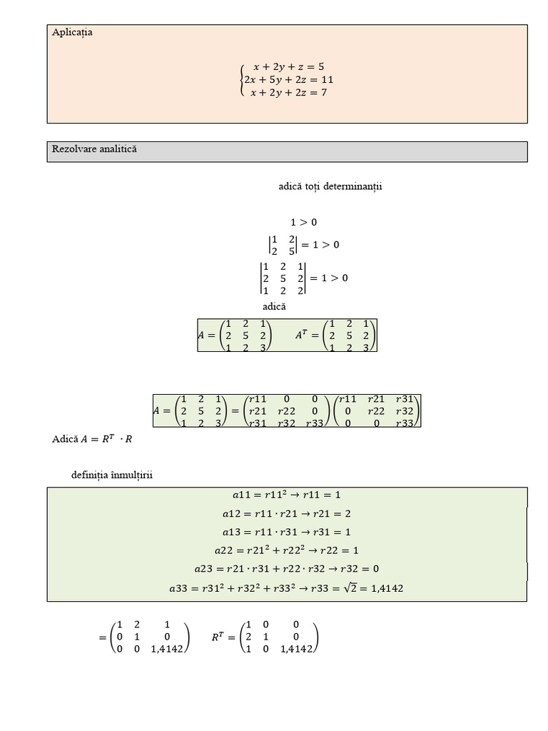 07.factorizare Choleski - Rezolvare Sisteme - OK | PDF