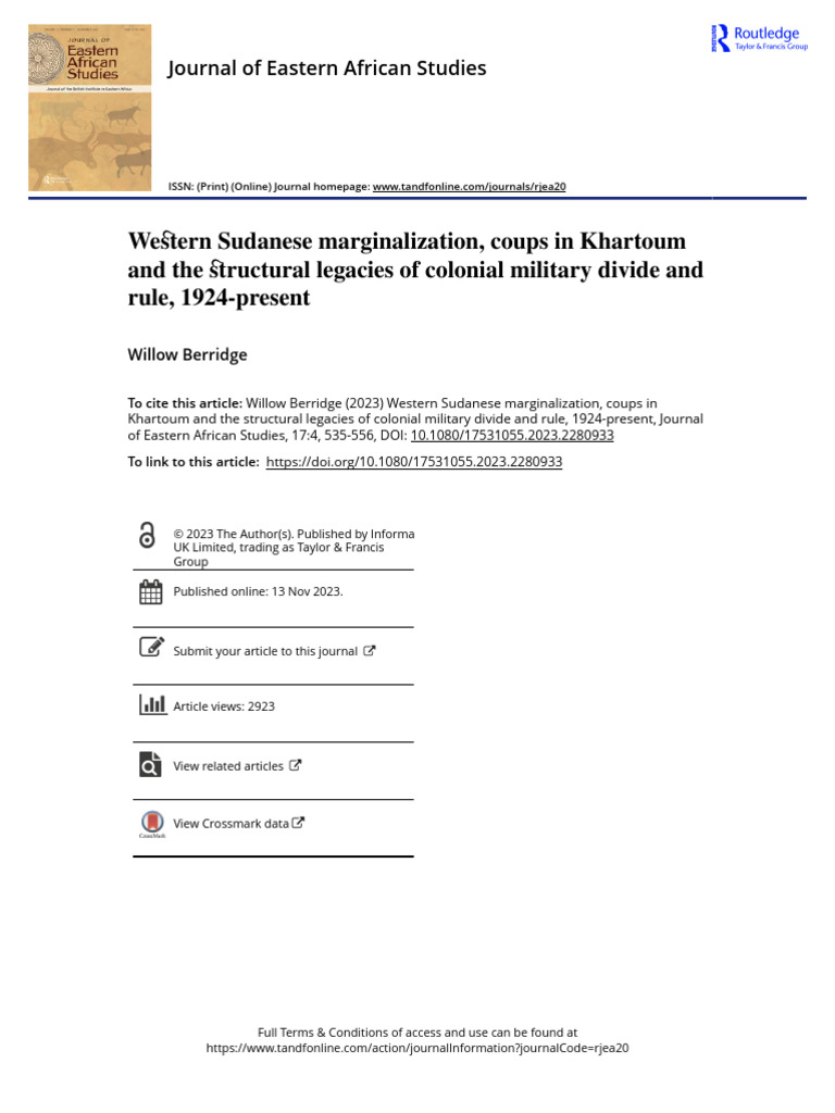 Western Sudanese Marginalization Coups in Khartoum and The Structural ...