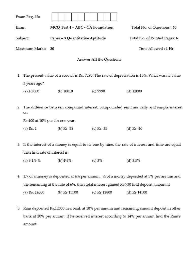 MCQ Test4 P4 Foundation June24 | PDF | Interest | Consonant