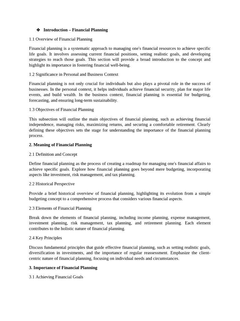 Financial Planning: Strategies & Importance | PDF | Investing ...