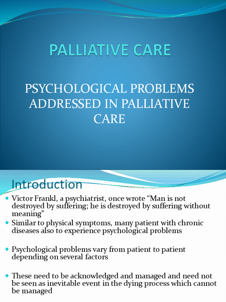 Psychological Issues in Palliative Care | PDF | Mental Disorder | Major ...