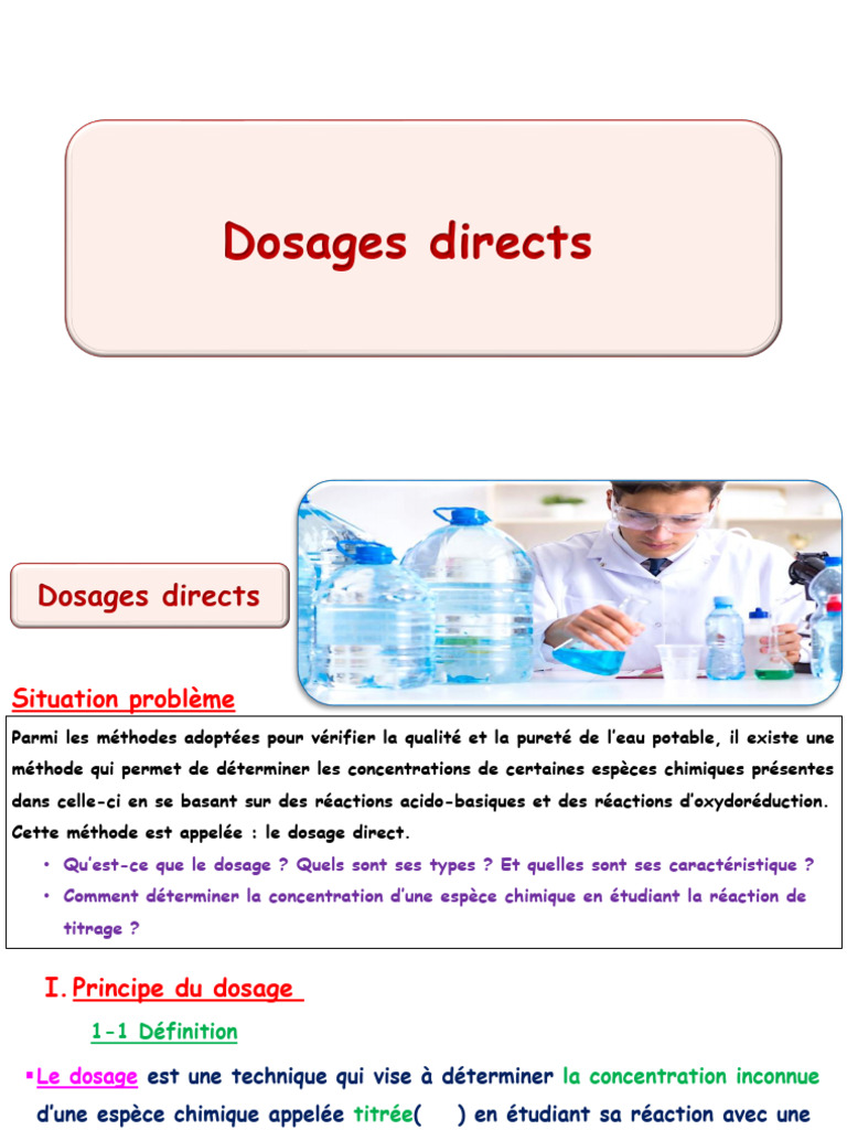 Dosage direct : méthodes et principes | PDF | Titrage | Chimie