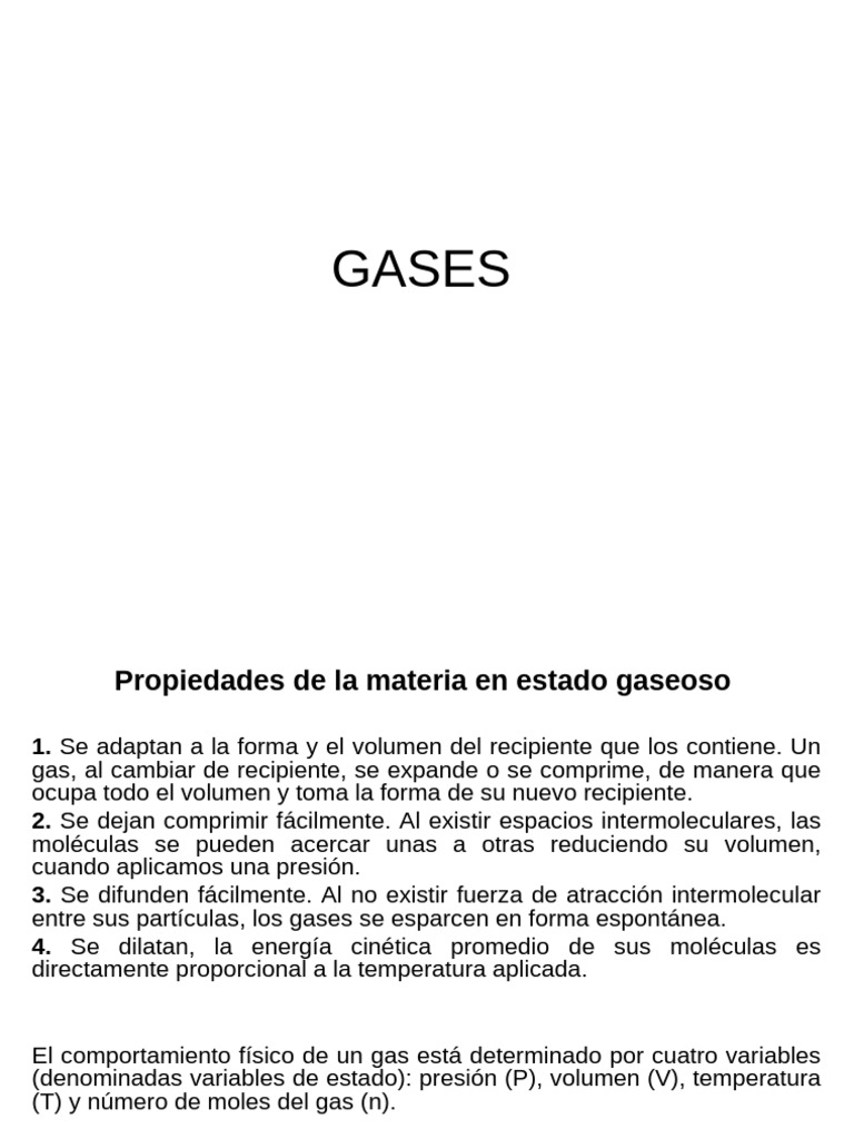 Propiedades y leyes de los gases | PDF | Gases | Materiales transparentes