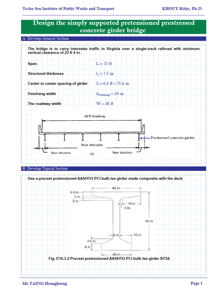 Prestressed Concrete Girder Bridge Design | PDF | Prestressed Concrete ...