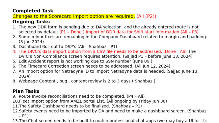 Pending Development Work | PDF