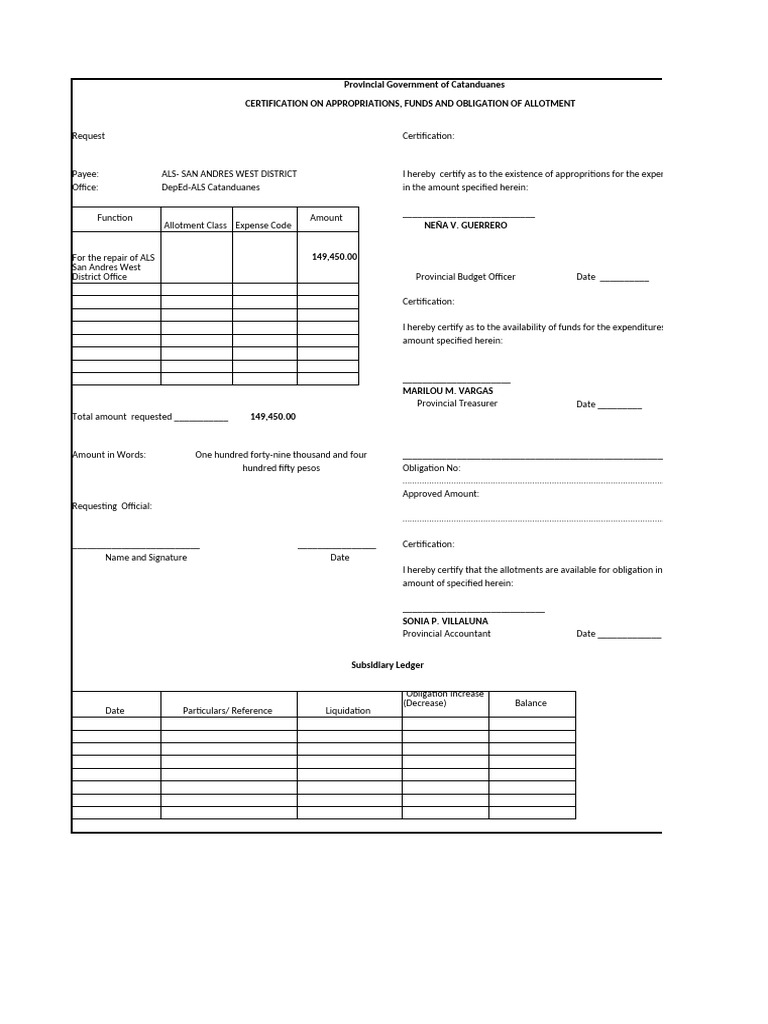 Certification-On-Appropriations-Funds-And-Obligation-Of-Allotment-1 San ...
