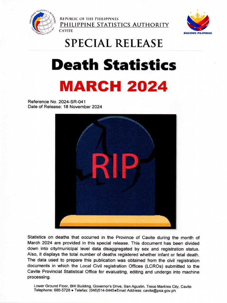 Special Release - Death Statistics - March 2024 | PDF