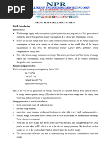OEE351 Renewable Energy System Notes