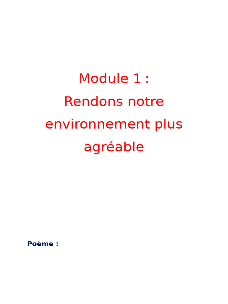 Module 1 : Améliorons notre environnement | PDF