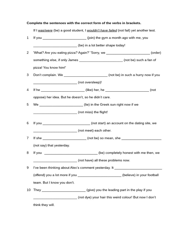 Verb Form Completion Exercises | PDF