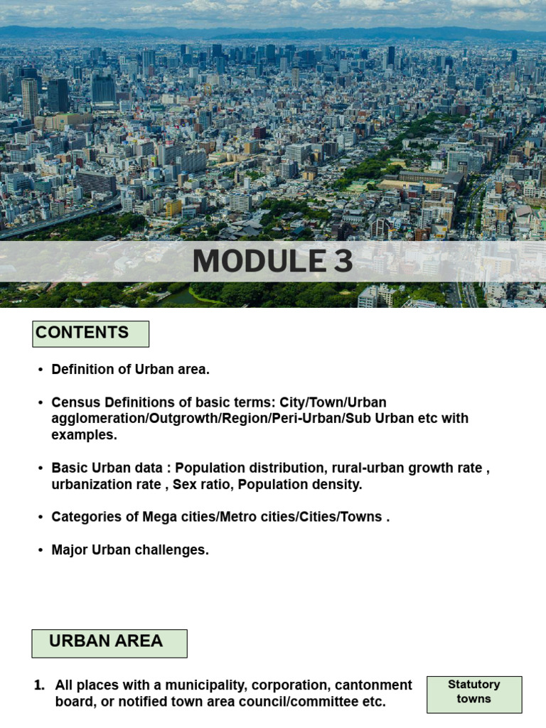 Understanding Urban Areas and Challenges | PDF | Urban Area | Planning