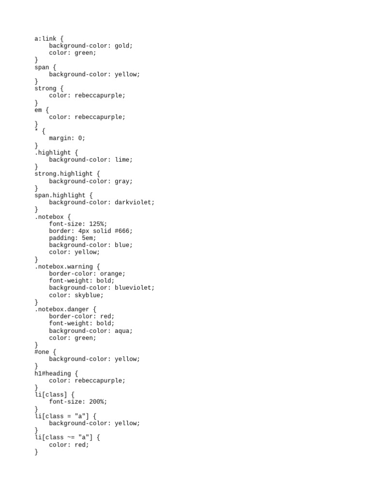 CSS Styling Techniques and Examples | PDF | Html Element | World Wide Web