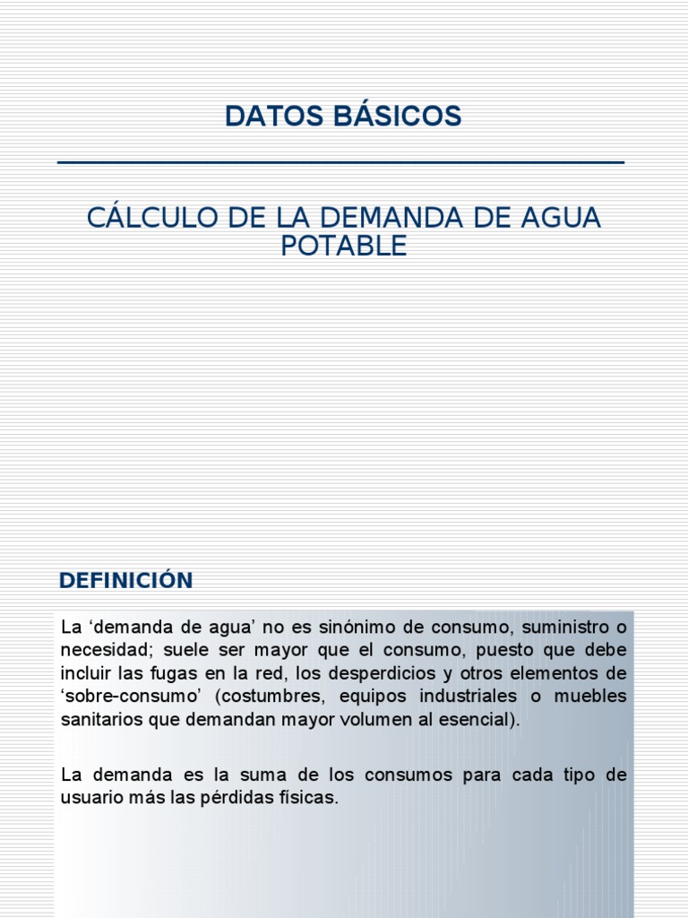 Cálculo de la Demanda de Agua Potable | PDF | Consumo (economía) | Agua