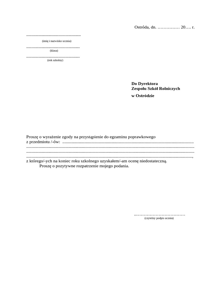Poprawka Podanie | PDF