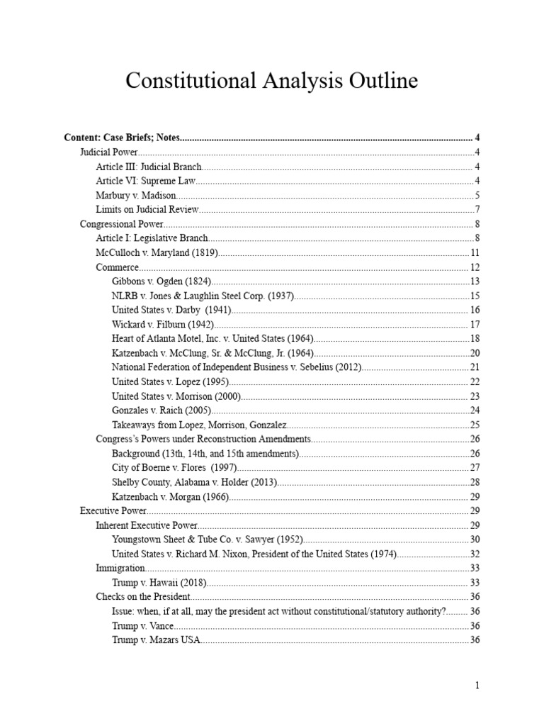 Constitutional Analysis Outline (Spring 2024) | PDF | Commerce Clause ...