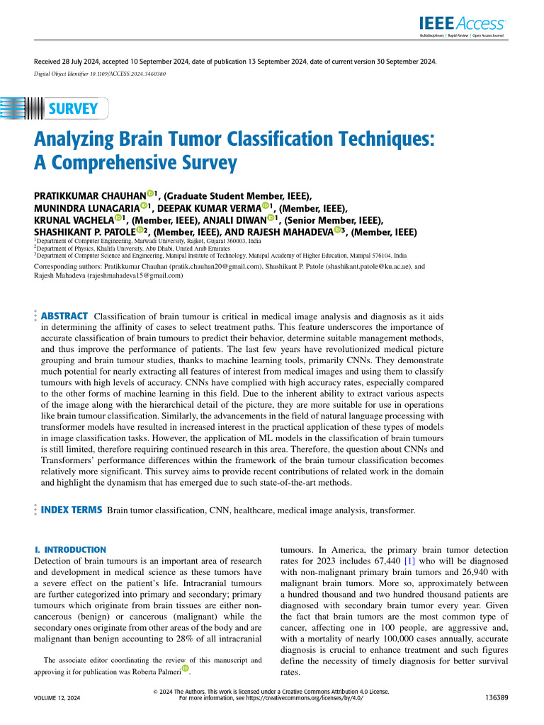 Brain Tumor Classification Techniques Survey | PDF | Machine Learning ...