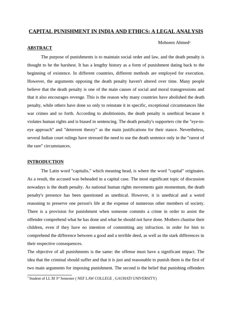 Ethics of Capital Punishment in India | PDF | Capital Punishment | Crimes
