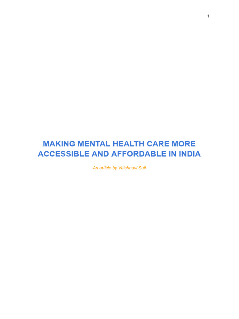 Affordable Mental Health Care in India | PDF | Mental Health | Mental ...