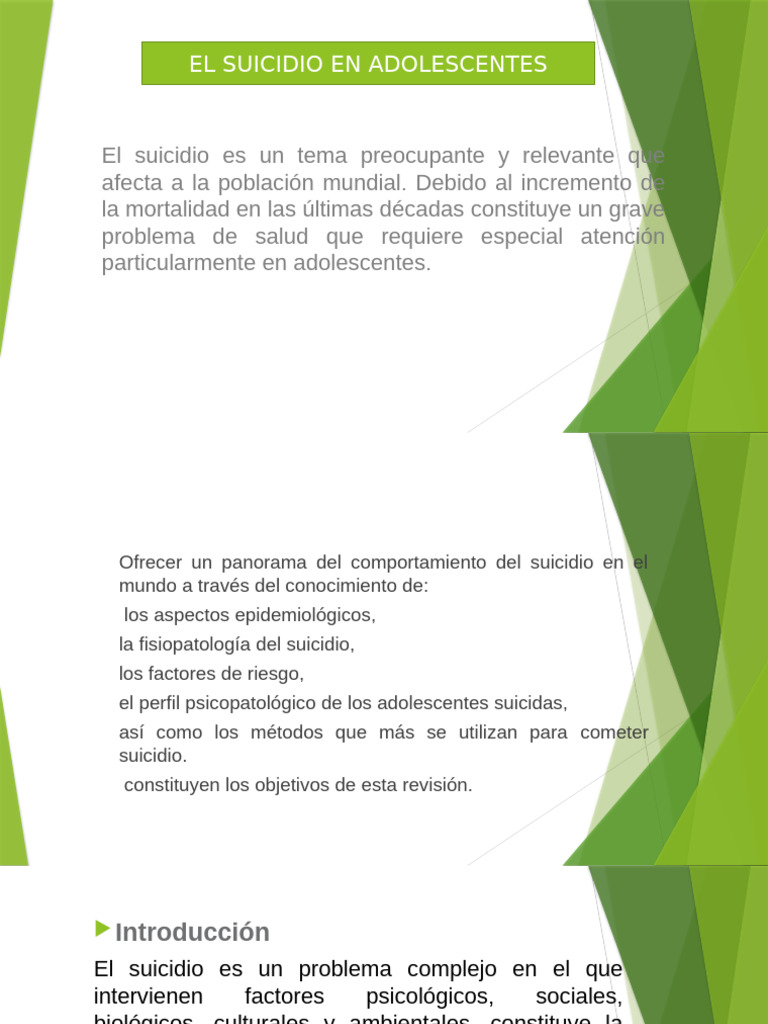 SUICIDIO EN LOS ADOLESCENTES Presentación1 | PDF | Suicidio | Trastorno ...