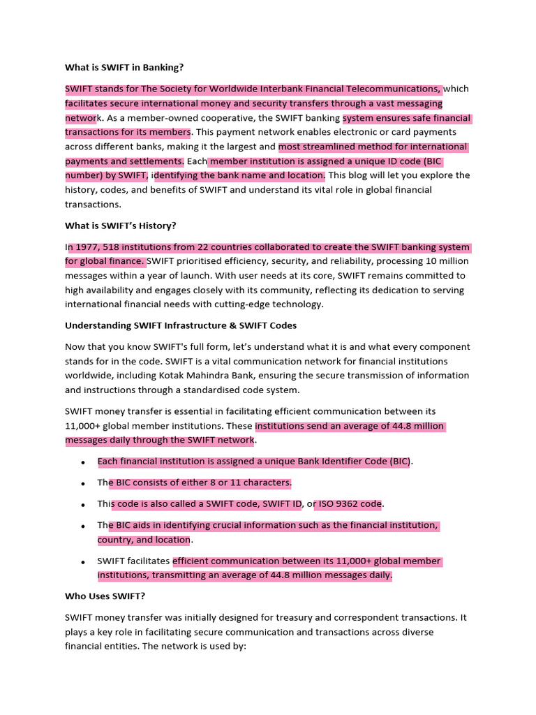 What Is Swift In Banking Pdf Wire Transfer Economies