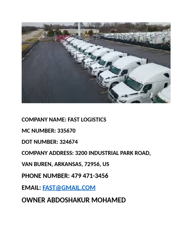 Fast Logistics Owner and Address Details | PDF