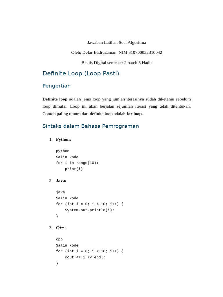 Algoritma Loop dalam Pemrograman | PDF
