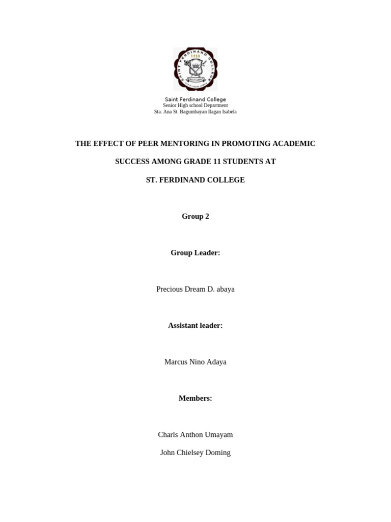 Practical Research Group 2 FINALization | PDF | Mentorship | Behavior ...