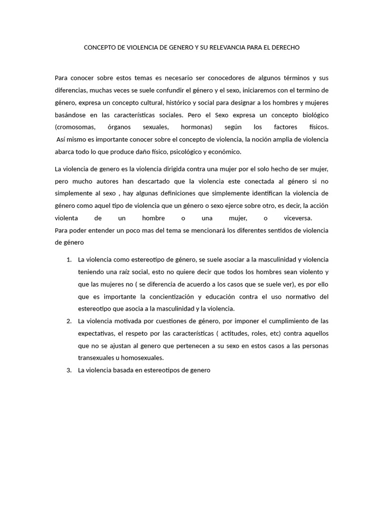 Violencia De Género Conceptos Clave Y Relevancia Pdf