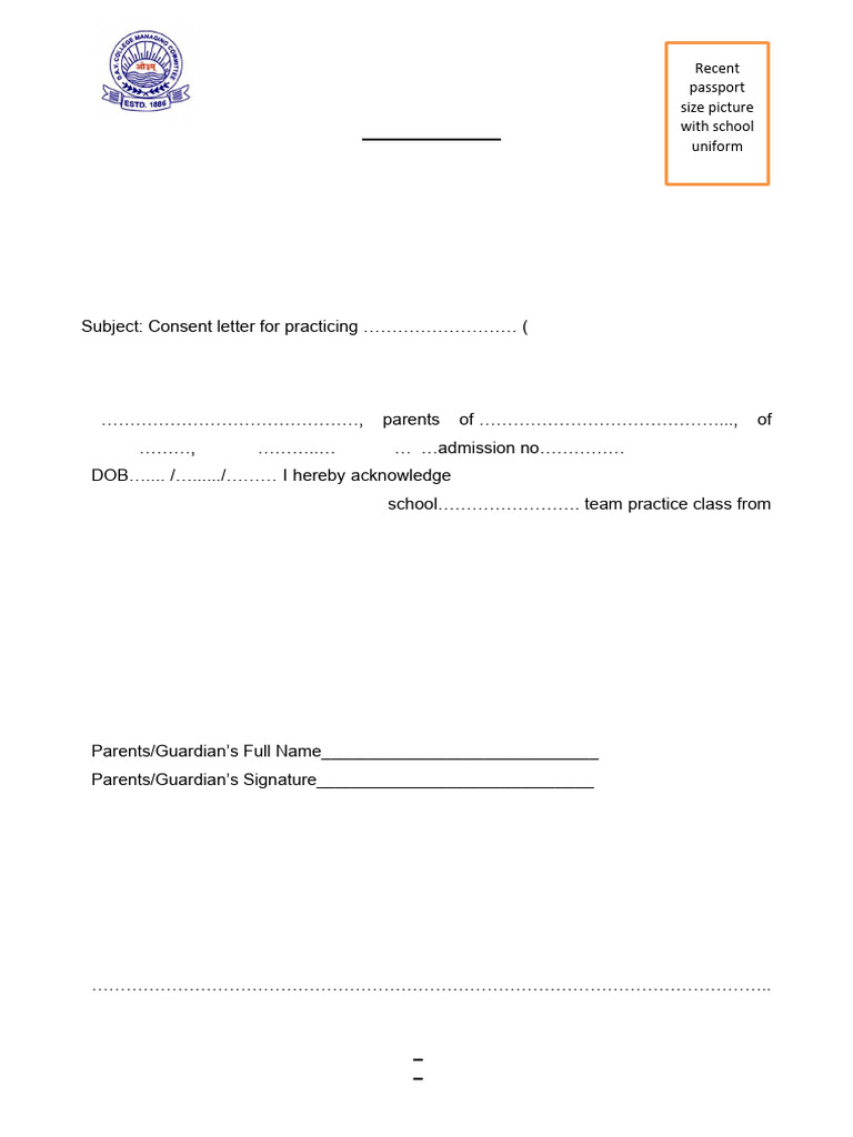 Parent Consent for Sports Practice | PDF