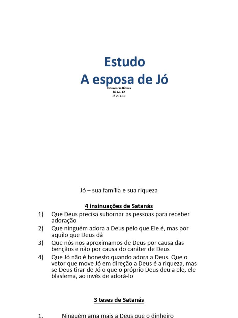 A Esposa de Jó: Fé em Tempos Difíceis | PDF | Deus