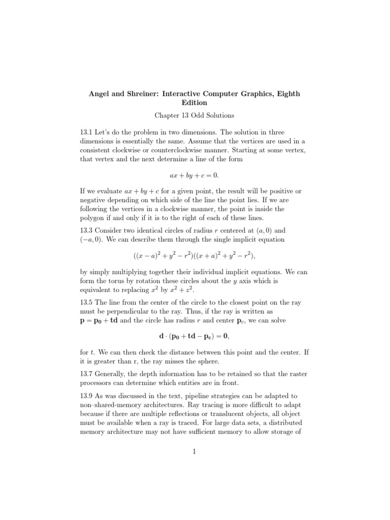 Interactive Graphics Solutions: Chapter 13 | PDF