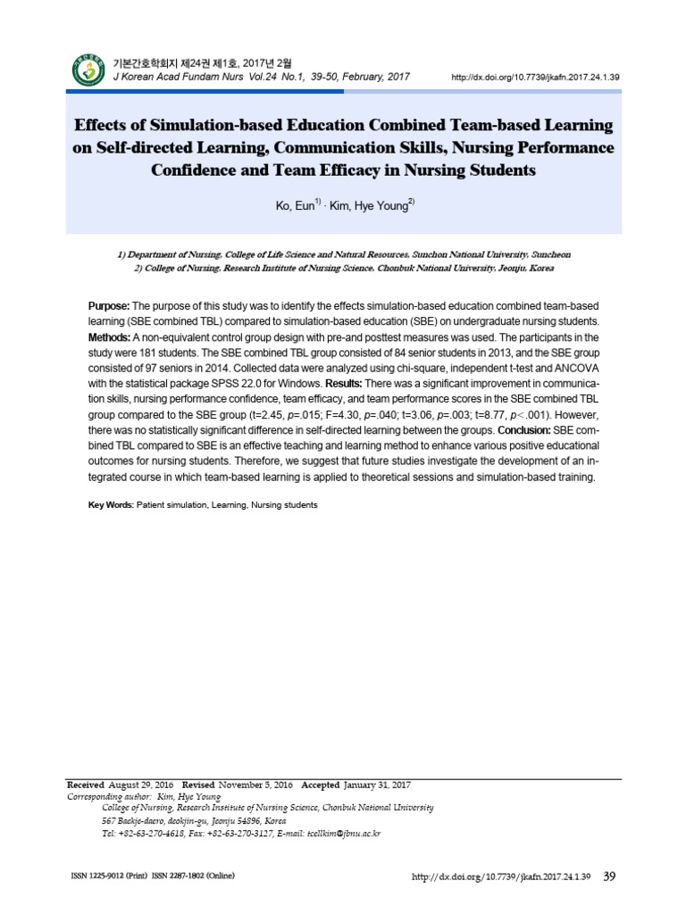 Effects of Simulation-Based Education Combined Team-Based Learning On ...