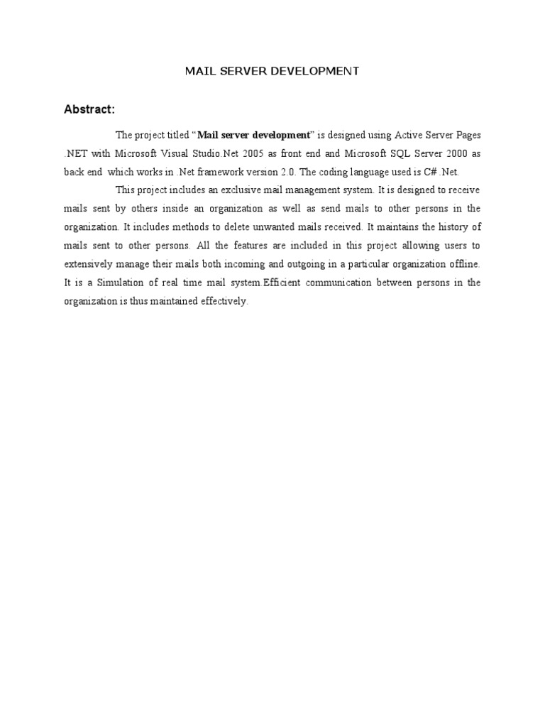 Mail Server Development Project Overview | PDF | Active Server Pages ...