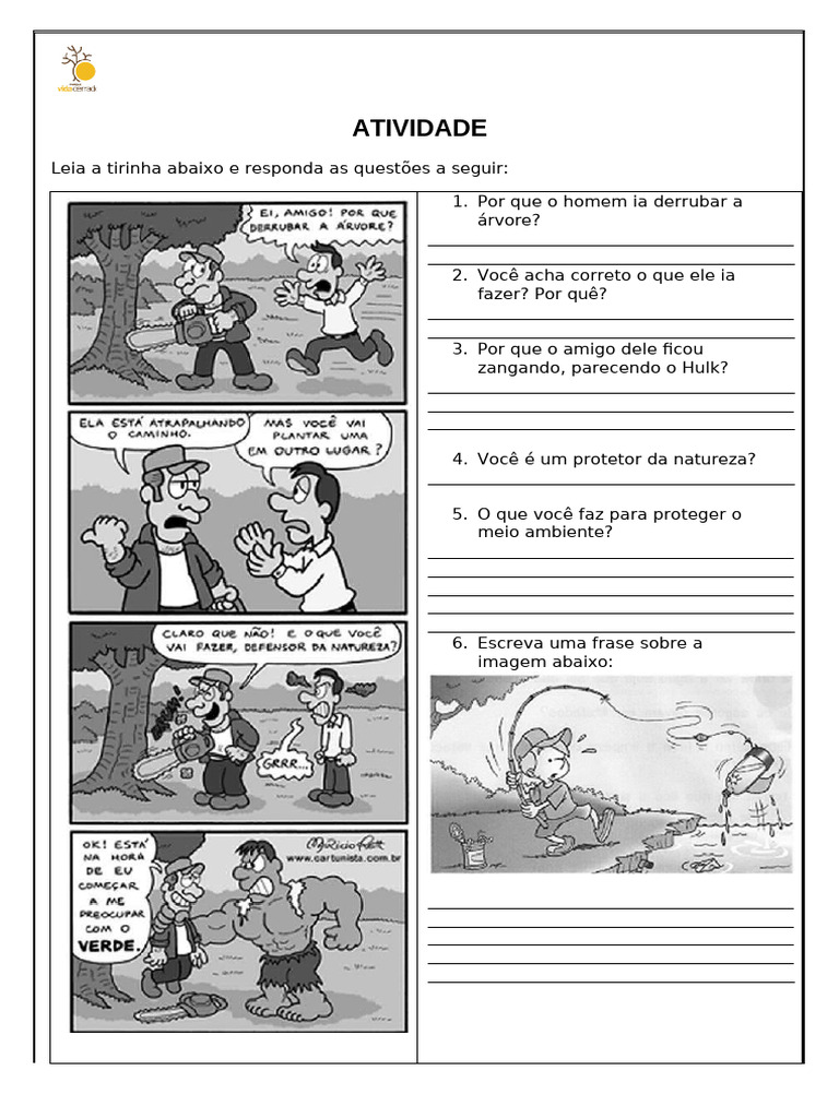 Tirinha e Questões sobre Meio Ambiente | PDF