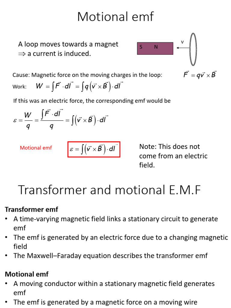 Motional EMF and Maxwell Equation | PDF | Electromagnetic Induction ...