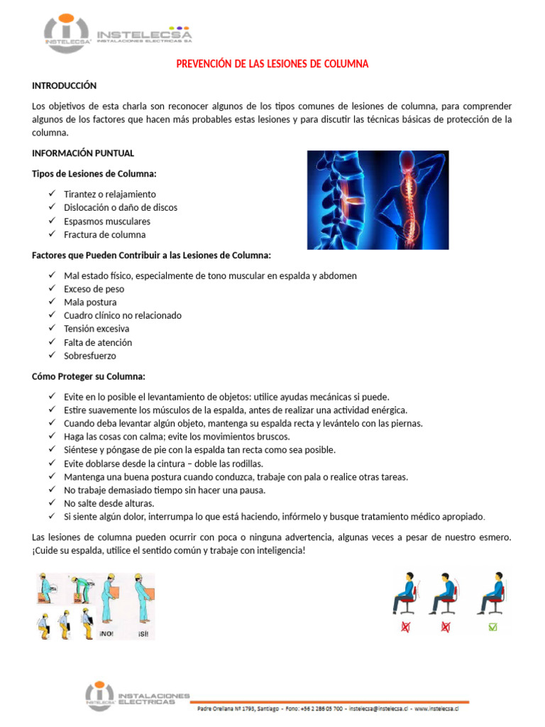 Prevención de Lesiones de Columna | PDF