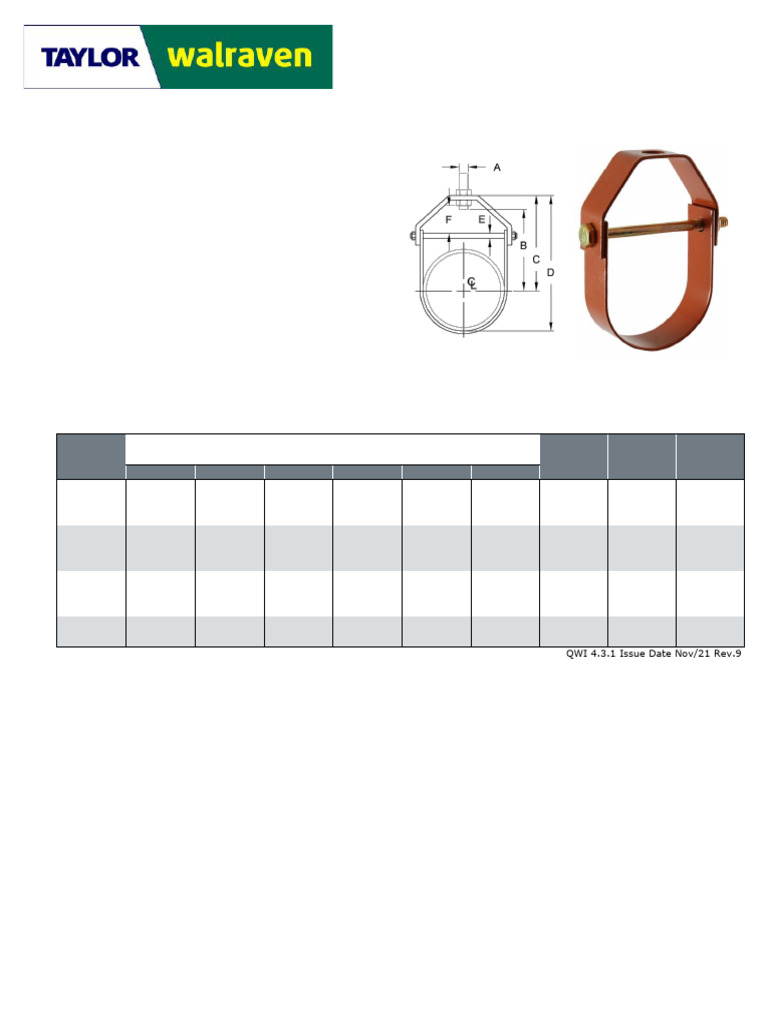 Adjustable Clevis Hanger Specifications | PDF | Pipe (Fluid Conveyance ...