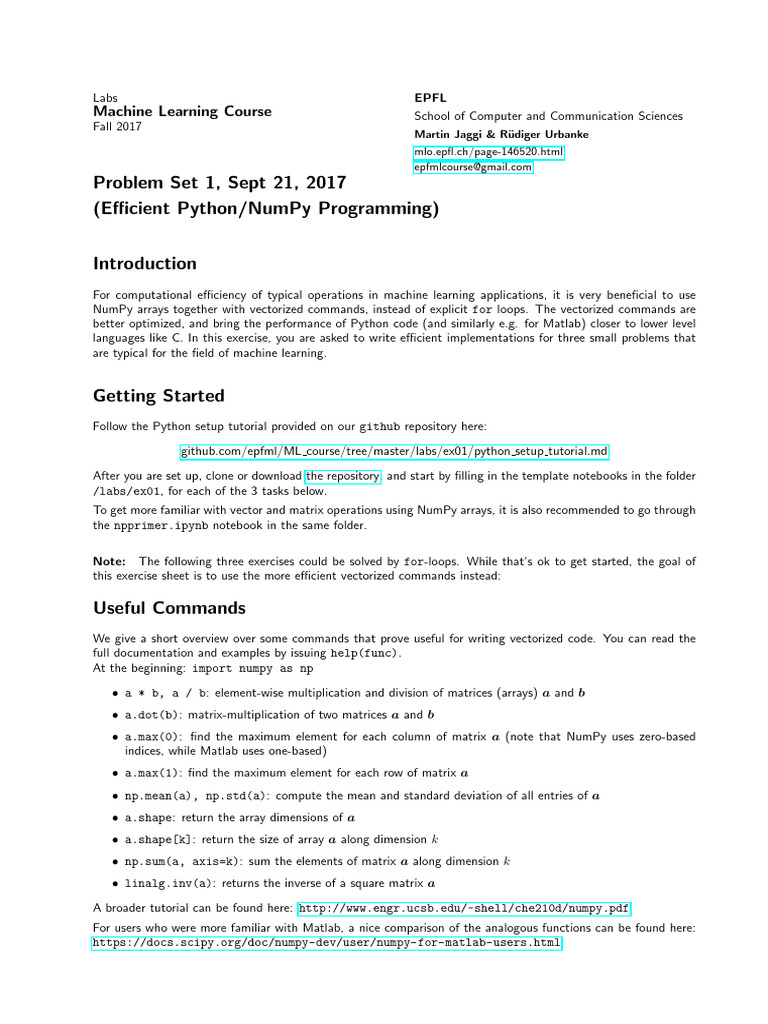 Efficient NumPy Programming for ML | PDF | Matrix (Mathematics) | Variance