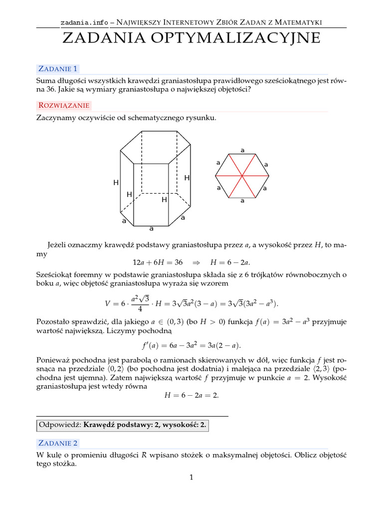 Zadania Optymalizacyjne - Odpowiedzi | PDF