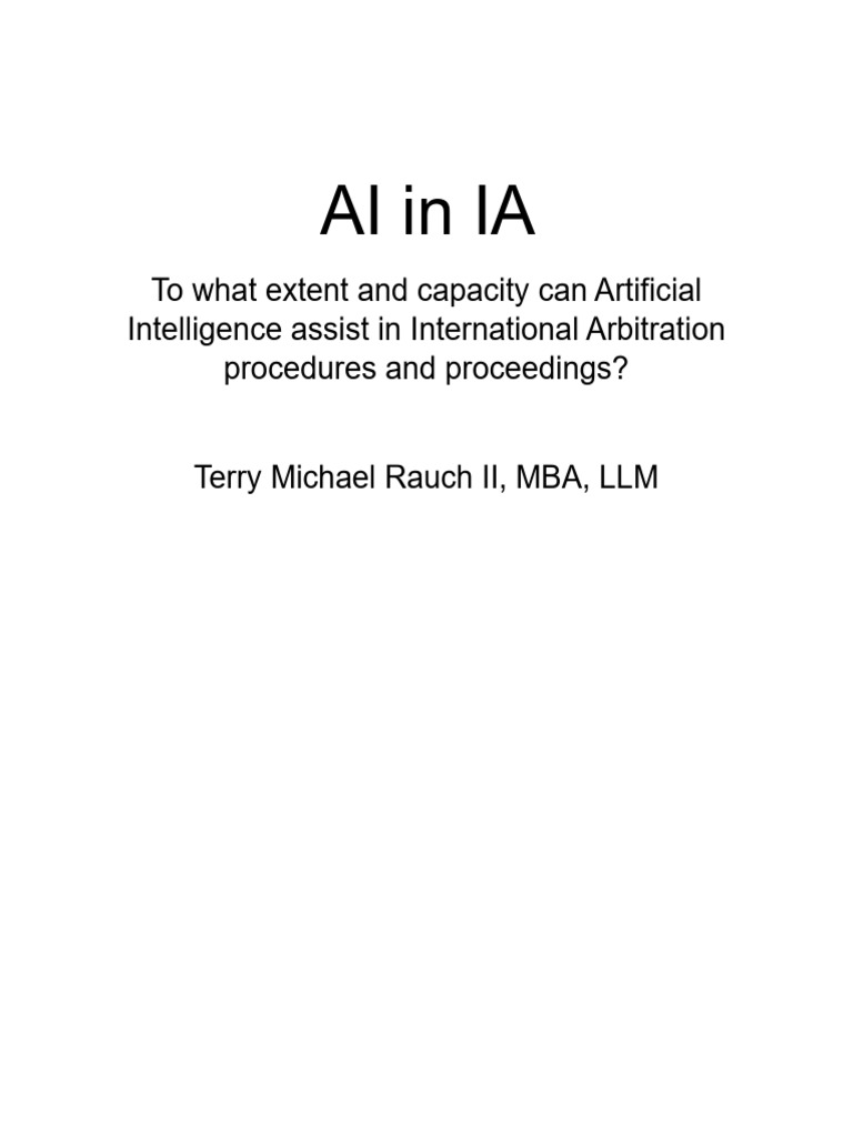 AI's Role in International Arbitration | PDF | Artificial Intelligence ...