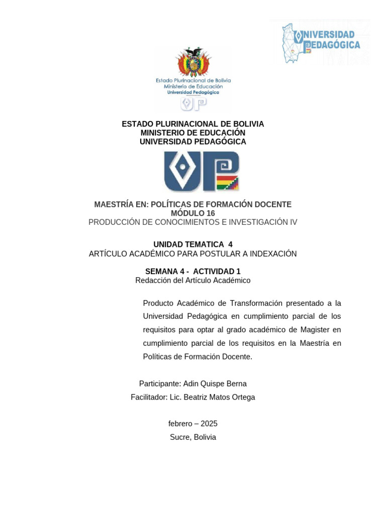 Involucramiento de Actores Educativos en Procesos Pedagógicos | PDF ...