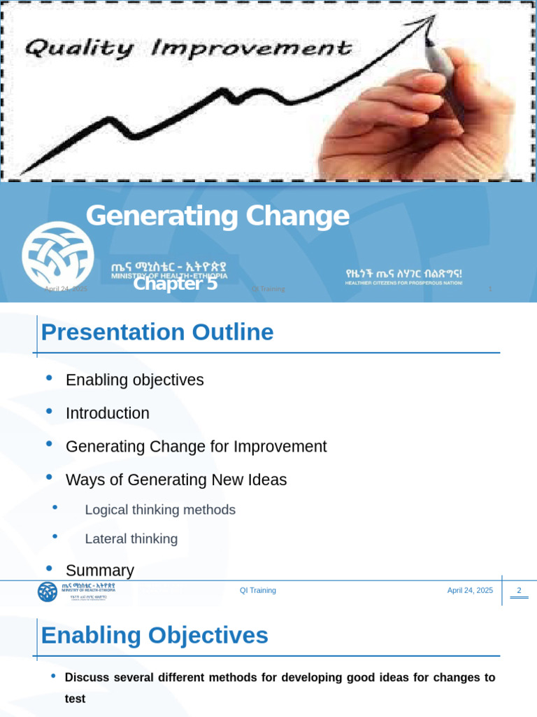 Generating Change in Healthcare Improvement | PDF | Brainstorming | Thought