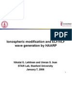 Ionospheric modification and ELF/VLF wave generation by HAARP
