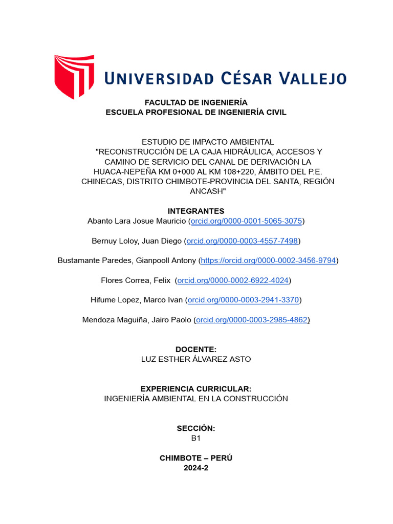 Estudio de Impacto Ambiental en Chimbote | PDF | Evaluación de impacto ...