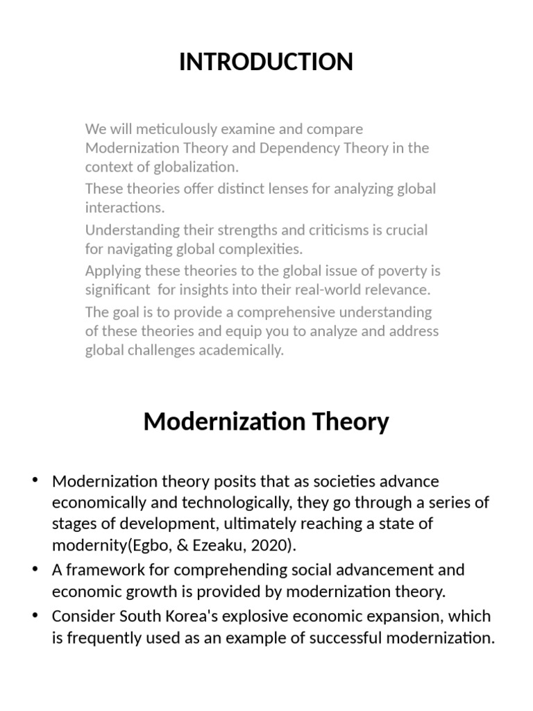 Modernization vs Dependency Theory Analysis | PDF | Modernization ...