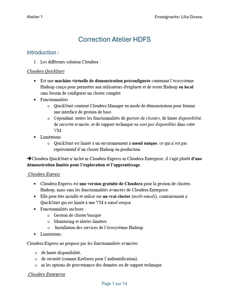 Introduction à Cloudera et HDFS | PDF | Apache Hadoop | Fichier ...