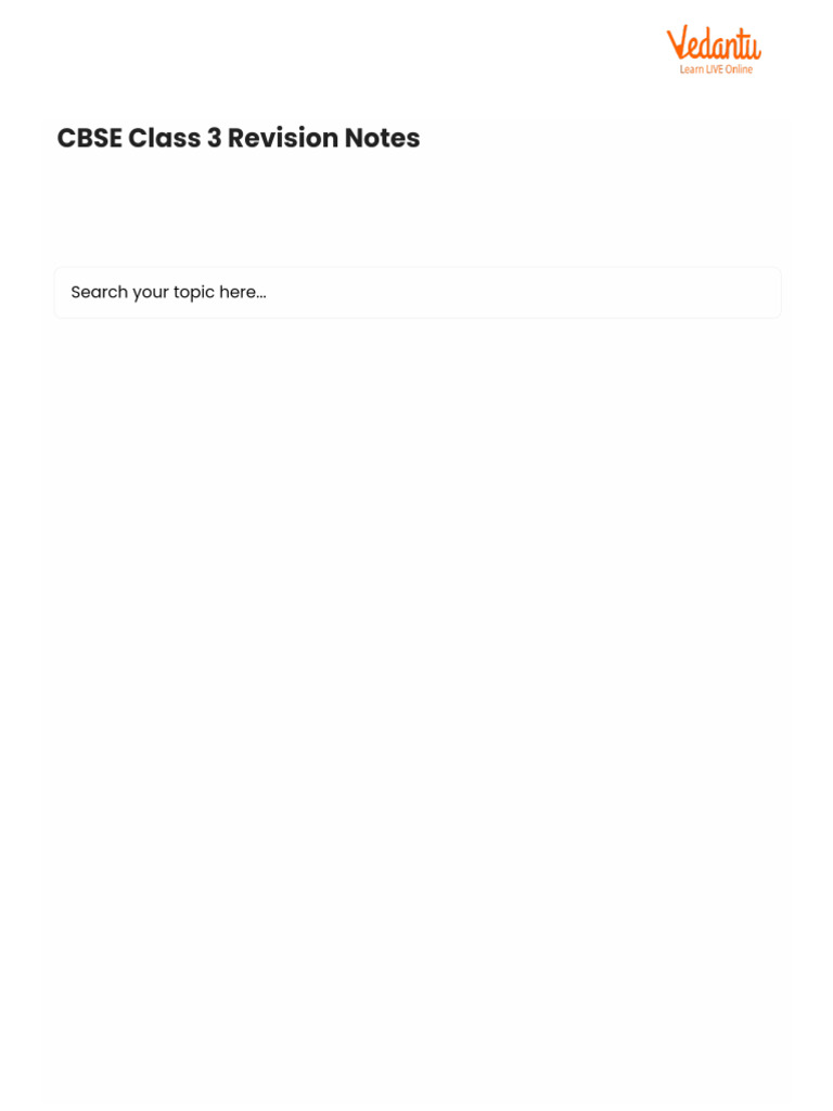 CBSE Class 3 Revision Notes | PDF