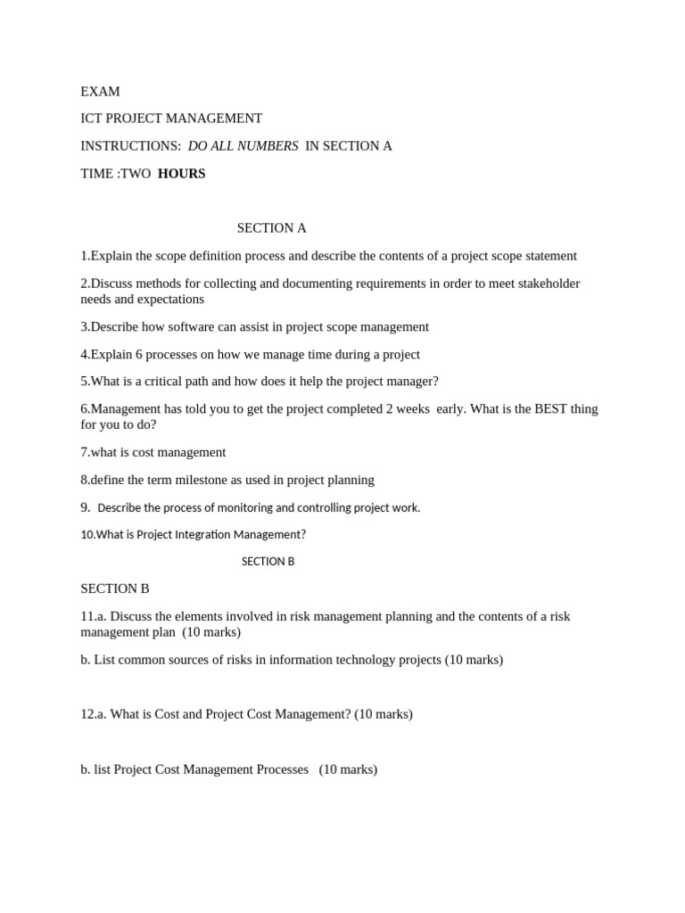 Project MGT Exams | PDF
