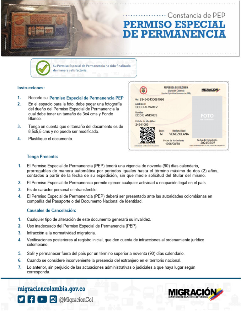 Guía del Permiso Especial de Permanencia PEP | PDF